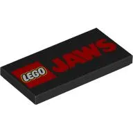 Tile 2 x 4 with LEGO Logo, Red 'JAWS' print