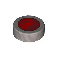 Tile Round 1 x 1 with Red Lens print