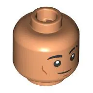 Minifig Head Darth Dev, Black Eyebrows with Cut, Lopsided Smile/Dark Nougat Eyeshadow, Annoyed