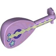 Musical Instrument Lute with Tan Strings, Star print