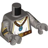 Torso, White Tabard, Gold Trim, Reddish Brown Necklace, Azure Pendants, Belt, Flask On Back print, Flat Silver Arms and Hands