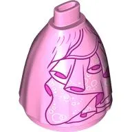 Minidoll Skirt Full with No Hips or Feet with Layered Dress, Silver Decorations, Dark Pink Streaks, Silver Circles print