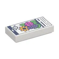 Tile 1 x 2 with Flower Bouquet, Text print