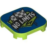 Tile Round Corners 4 x 4 x 2/3 with White 'NO LIMITS' on Black Field, Racing Flags print