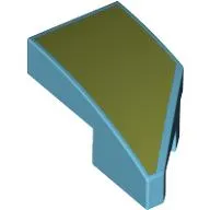 Brick Wedged, Curved 2 x 1 with Stud Notch Left with Olive Green print