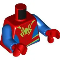 Torso Bodysuit, Blue Sides and Waist, Dark Red Webbing, Lime Spider Print (Spider-Man), Blue Arms, Red Hands