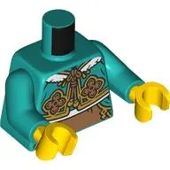 Torso, Cheongsam Bolero, Gold/Medium Nougat Decorations, White Fur print, Dark Turquoise Arms, Yellow Hands
