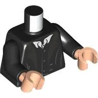 Torso, Jacket, Dark Bluish Grey Lapels, White Collar, Gold Buttons print, Black Arms, Light Nougat Hands