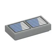 Tile 1 x 2 with Black Grill, Medium Blue/White Shine print