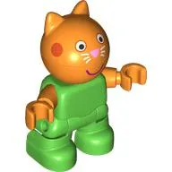 Duplo Figure Child, Cat with Orange Head, Bright Pink Nose, Smile print