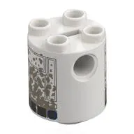 Brick Round 2 x 2 x 2 Robot Body, Axle Holder '+' Orientation with Blue and Gray Astromech Droid with Mud Stains Print (R2-D2)
