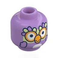 Minifig Head Chattermax, Bird, Bright Light Orange Beak, Eyes, Bright Light Yellow and Lavender Feathers Print