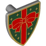Shield Triangular with Red Bow Ribbon on Dark Green Field, Gold Stars print, print