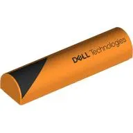 Brick Curved 1 x 4 x 2/3 Double, No Studs with Black Triangle, 'DELL Technologies' Left print