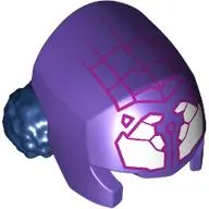 Hair and Helmet, Dark Blue Double Buns, White Spider-Fangs, Dark Pink Webbings Print