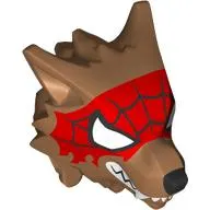 Minifig Head Special, Werewolf with Red Spider-Man Mask, White Eyes, Fangs print