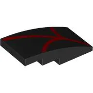 Brick Curved 4 x 2 No Studs with Red Webbing print