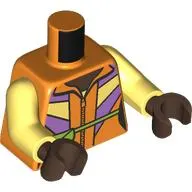 Torso, jacket, Bright Light Yellow/Bright Pink Shapes, Lime Fanny Pack print, Bright Light Yellow Arms, Umber Brown Hands