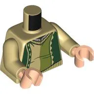 Torso, Sweater, Dark Green/Olive Green Stripes, Light Bluish Grey Shirt print, Tan Arms, Light Nougat Hands