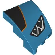Brick Wedged, Curved 3 x 2 with Stud Notch Left with Headlight, Black Shape with Orange Border, print