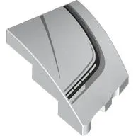 Brick Wedged, Curved 3 x 2 with Stud Notch Left with Black/Light Bluish Grey Hood Line print