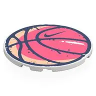 Tile Round 6 x 6 Coral/Bright Pink Basketball, Dark Blue Outline, Nike Logo print