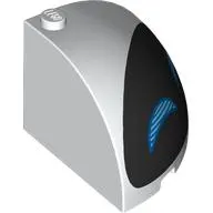 Brick Round Corner 4 x 4 x 3 Quarter Dome Top with Blue Droid Eyes on Black Background print