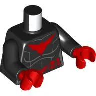Torso Bodysuit, Red Batwoman Symbol, Utility Belt print, Black Arms, Red Hands