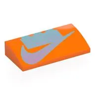 Brick Curved 2 x 4 x 2/3 No Studs, with Bottom Tubes with Silver LEGO Brick, Nike Logo print