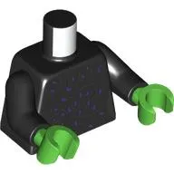 Torso, Dark Purple Decorations print, Black Arms, Bright Green Hands