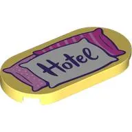 Tile Round 2 x 4 with White/Bright Pink/Dark Pink Pillows, Dark Purple 'Hotel' print