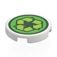Tile Round 2 x 2 with Lime Recycling Sign on Bright Light Green Field print