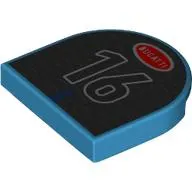 Tile Round 2 x 2 Half Circle with Black Grill, Red Bugatti Symbol, '16' print