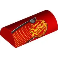 Brick Curved 2 x 4 Double, No Studs with Bright Light Orange Dots, Rust-eze Logo print