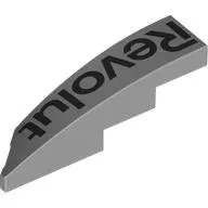 Brick Wedged, Curved 1 x 4 with Stud Notch Right with Black 'Revolut' print