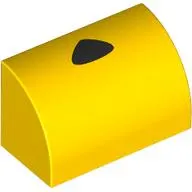 Brick Curved 1 x 2 x 1 No Studs with Black Triangle print