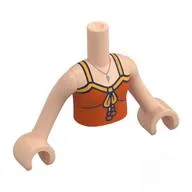 Minidoll Torso Girl with Light Nougat Arms and Hands with Reddish Orange Top, Orange Trim, Bow print