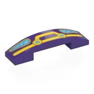 Brick Curved 4 x 1 Double with No Studs with Car Front, Yellow Bull Catcher, Medium Azure Headlights print