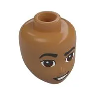 Minidoll Head, Black Eyebrows, Reddish Brown Eyes, Lopsided Smile, Raised Eyebrow