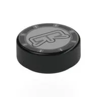 Tile Round 1 x 1 with Light Bluish Grey Fuel Cap, 'GTR' print