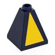 Brick Sloped 75° 2 x 2 x 2 Quadruple Convex with Yellow Triangle print