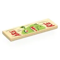 Tile 2 x 6 with Wooden Sign, 'OGER BEWARE', Shrek Face , Right Half print