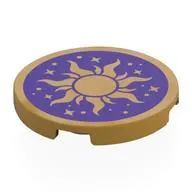 Tile Round 3 x 3 with Gold Sun, Stars on Dark Purple Background print
