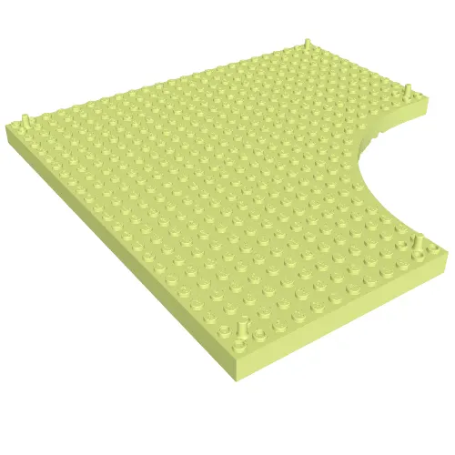Brick Special 24 x 24 without 12 x 12 Quarter Circle, with Peg at each Corner