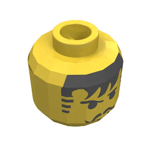 Minifig Head Johnny Thunder / Shadow Knight / Soccer Player, Moustache Black Bangs, Striped Sideburns Print