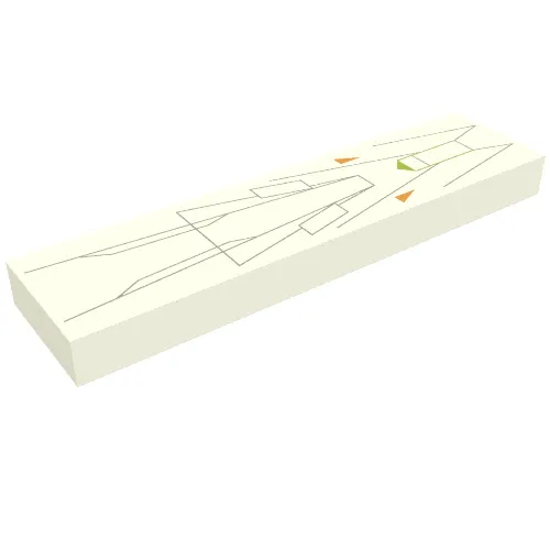 Tile 1 x 4 with Gray, Orange, and Green Lines Print