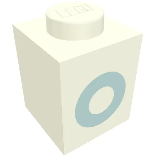 Brick 1 x 1 with Blue 'O' Print (Bold Font)