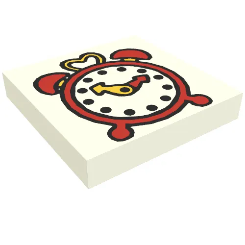 Tile 2 x 2 with Fabuland Alarm Clock Print