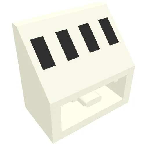 Brick Sloped Inverted 45° 2 x 2 with 4 Black Rectangles Print