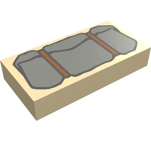 Tile 1 x 2 with Dark Gray Bedroll Print